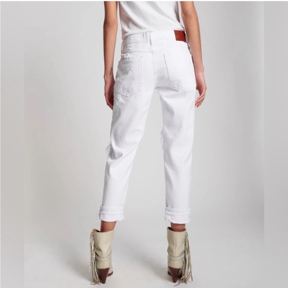 NWT One Teaspoon Awesome Baggies Relaxed Leg Rolled Cuff White Free Love Sz 26 - Picture 3 of 15